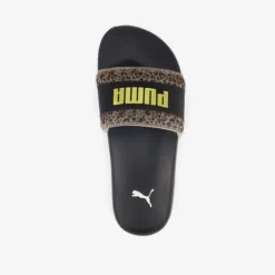 Puma Leadcat 2.0 dames badslippers met panterprint details zwart Outlet