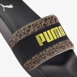 Puma Leadcat 2.0 dames badslippers met panterprint details zwart Outlet