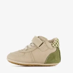 Groot Leren babyschoenen beige groen