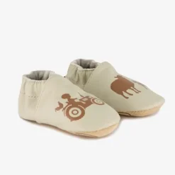 Groot Leren babyschoenen met boerderij print