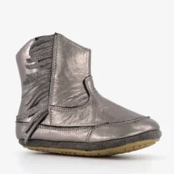 Groot Leren babyschoenen metallic grijs Best