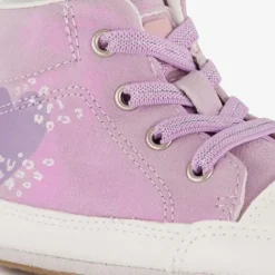 Groot Leren babyschoenen paars met hartjes Online