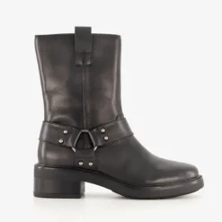 Harper Leren dames biker boots met studs zwart New