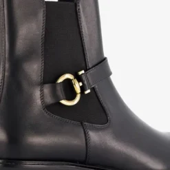 Hush Puppies Leren dames chelsea boots met gesp