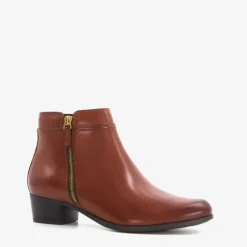 Hush Puppies Leren dames enkellaarsjes cognac Hot