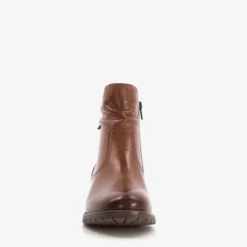 Hush Puppies Leren dames enkellaarsjes cognac Discount