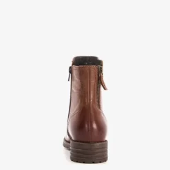 Hush Puppies Leren dames enkellaarsjes cognac Discount