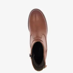 Hush Puppies Leren dames enkellaarsjes cognac Discount