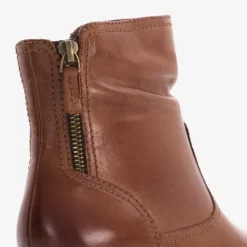 Hush Puppies Leren dames enkellaarsjes cognac Discount
