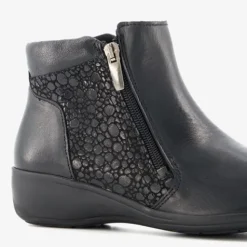 Natuform Leren dames enkellaarsjes zwart Hot