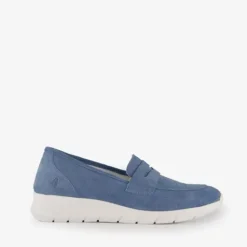 Hush Puppies Leren dames instapper blauw Outlet