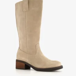 Harper Leren dames laarzen met hak beige