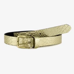 Scapino Leren dames riem met slangenprint goud Outlet
