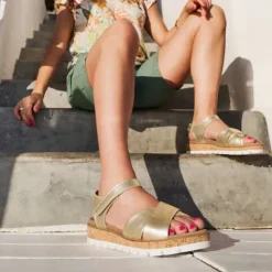 Hush Puppies Leren dames sandalen goud