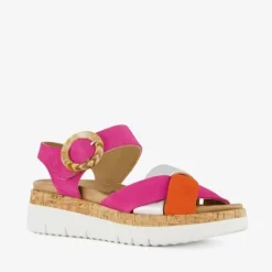 Hush Puppies Leren dames sandalen roze oranje Best