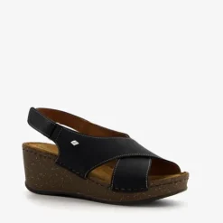 Hush Puppies Leren dames sleehak sandalen zwart Discount