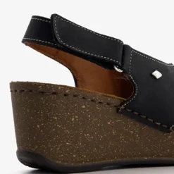 Hush Puppies Leren dames sleehak sandalen zwart Discount