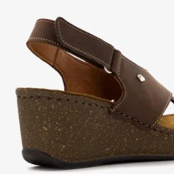 Hush Puppies Leren dames sleehak sandalen bruin Discount