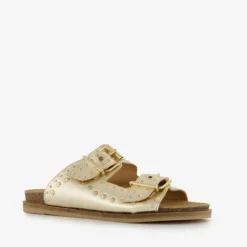 Harper Leren dames slippers met studs goud