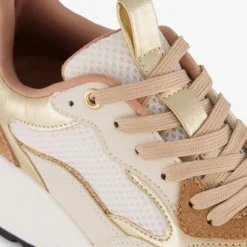Harper Leren dames sneakers beige goud New