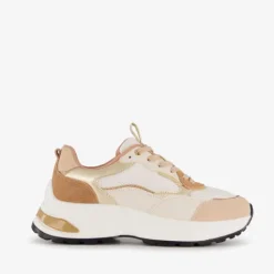 Harper Leren dames sneakers beige goud New