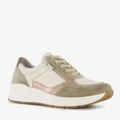 Hush Puppies Leren dames sneakers khaki