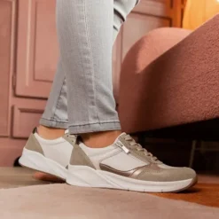 Hush Puppies Leren dames sneakers khaki