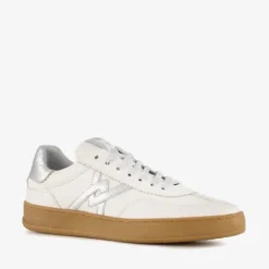 Hush Puppies Leren dames sneakers metallic zilver