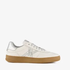 Hush Puppies Leren dames sneakers metallic zilver