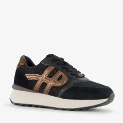 Hush Puppies Leren dames sneakers zwart brons Clearance