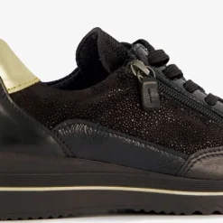 Hush Puppies Leren dames sneakers zwart goud Discount