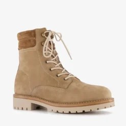 Output Leren dames veterboots beige Sale
