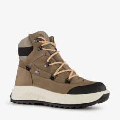 Be Mine Leren dames veterboots beige zwart Best