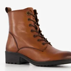 Hush Puppies Leren dames veterboots cognac Outlet