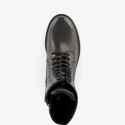 Harper Leren dames veterboots zwart Outlet