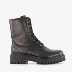 Harper Leren dames veterboots zwart Outlet