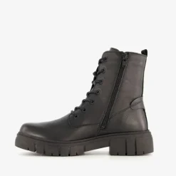 Hush Puppies Leren dames veterboots zwart Clearance