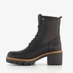 Output Leren dames veterboots zwart Clearance