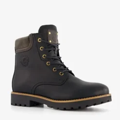 Output Leren dames veterboots zwart Outlet