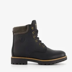 Output Leren dames veterboots zwart Outlet