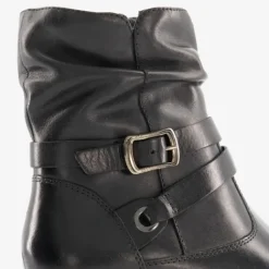 Hush Puppies Leren enkellaarsjes met gesp zwart Sale