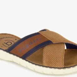 Bugatti Leren heren slippers cognac bruin