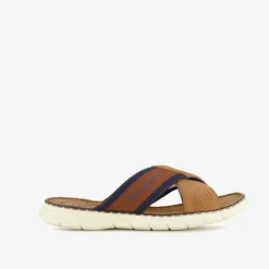 Bugatti Leren heren slippers cognac bruin