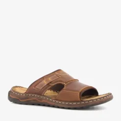Van Beers Leren heren slippers cognac Sale