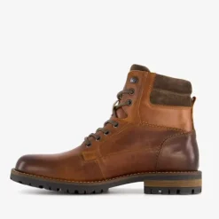 Van Beers Leren heren veterboots cognac Outlet
