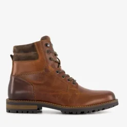 Van Beers Leren heren veterboots cognac Outlet