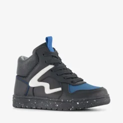 Stap Leren hoge jongens sneakers zwart blauw