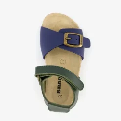 Braqeez Leren jongens sandalen blauw groen Hot