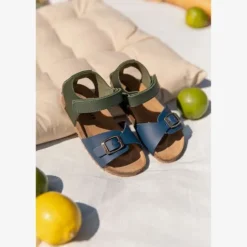 Braqeez Leren jongens sandalen blauw groen Hot