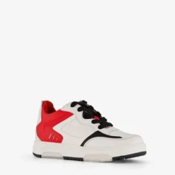 Braqeez Leren jongens sneakers wit rood Discount